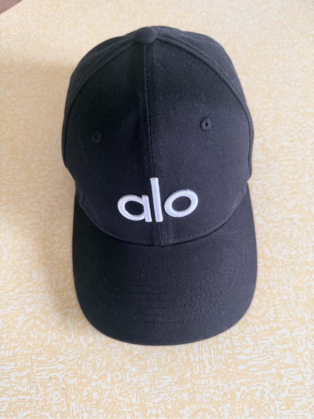 ALO Yoga Black Baseball Cap with White Logo